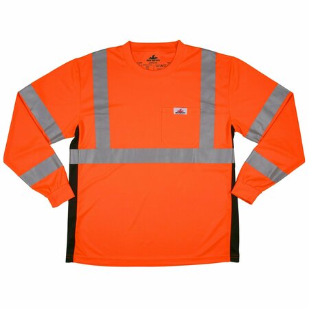 MCR SAFETY Garments, LS Tshirt, CL3, Birdseye, Oran L X2 LSTSCL3MOX2